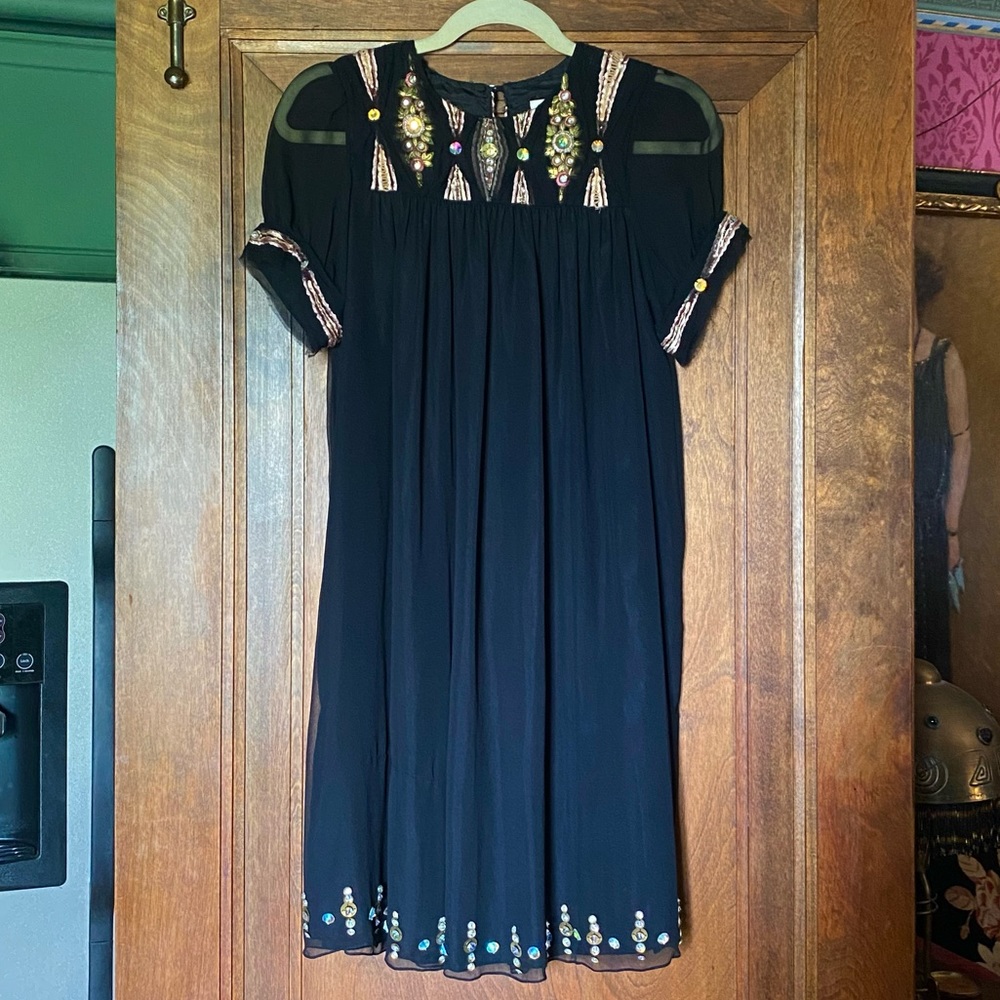 Runway Matthew Williamson Designer Chiffon Embroidered Babydoll Dress Crystal